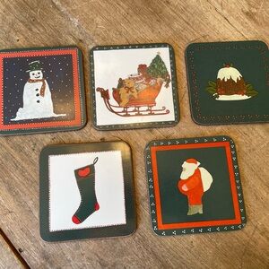 Set of 6 Pimpernel Christmas theme cork back coasters